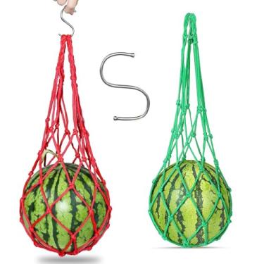 Imagem de Redes de melão para berços perfeitas para o cultivo de melão melancia, melancia, no jardim vertical, vermelho