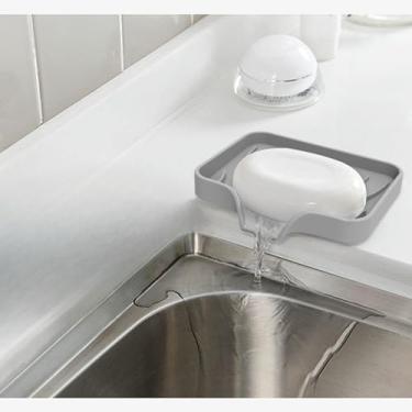 Imagem de Saboneteira de silicone para banheiro, suporte de sabão impermeável antiderrapante com drenagem, caixa de sabão de plástico durável para chuveiro, pia e banheira, fácil de limpar
