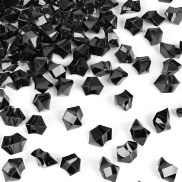 Imagem de Black Fake Ice, 150 peças de diamantes falsos de acrílico, enchimentos de vasos, pedras de plástico preto, mármores para vaso, artesanato, faça você mesmo, aquário, aquário, rocha, casamento