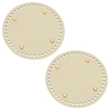 Imagem de Generic 2 peças de fundo de saco de crochê, 15 cm de diâmetro, bolsa redonda, bolsa de couro, modelador inferior com furos, bolsa de crochê, base de almofada para bolsa de mão faça você mesmo