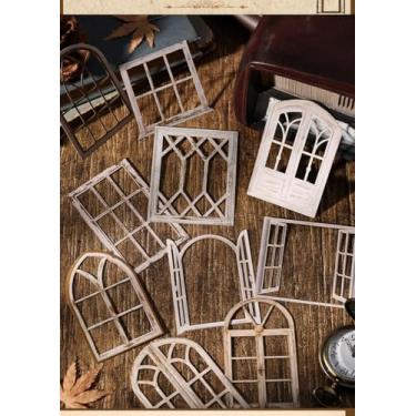 Imagem de Adesivos vintage para scrapbook, portas e janelas, suprimentos para scrapbook para junk journal, agenda de balas e decoração DIY, estilo 1