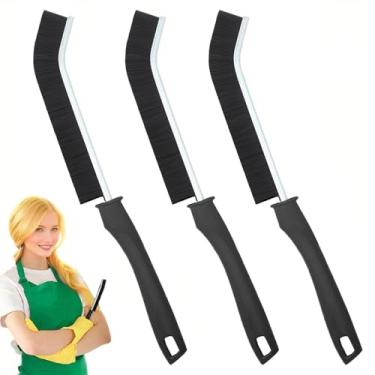 Imagem de Pacote com 3 escovas de limpeza de fendas de cerdas duras - escova de limpeza de lacunas finas, escovas de limpeza de lacunas multifuncionais para argamassa, banheiro, azulejos, cozinha, torneiras