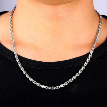 Imagem de Colar masculino de aço inoxidável, corrente de elos cubanos, preto/prata/ouro rosa/ouro, corrente masculina hip hop, joias 46/56/71/76 cm, 22inch, Cobre, Sem Pedra Preciosa