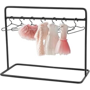 Imagem de Conjunto de cabides de ferro para bonecas, 150 x 70 x 120 mm, preto, mini cabide de metal com 10 peças de cabides de vestido de boneca pequena com barra única pequena