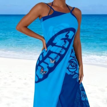 Imagem de 1 envoltório sarongue, saída de praia feminina, estampa floral, sem mangas, saída de praia, leve