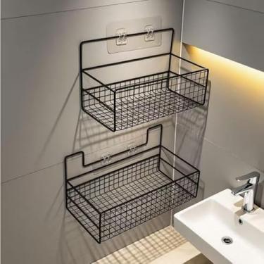 Imagem de Suporte Organizador de Canto Adesivo Multiuso para Banheiro e Cozinha – Prateleira de Parede sem Furo, Antiferrugem e Resistente(Kit 2-M,G)
