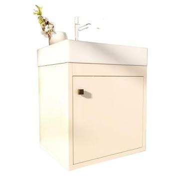 Imagem de Armário armário de suspensão banheiro 1 porta com prateleira organizador multiuso(Off White)