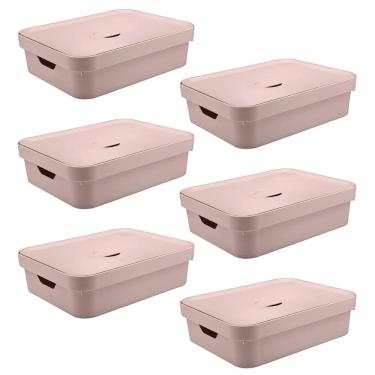 Imagem de Caixa Organizadora Ou Plastico 16L Cube Rosa 06 Unidades