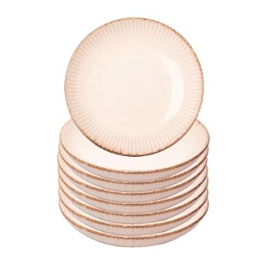 Imagem de Jogo 8 Prato Fundo Para Massas Cerâmica Linear Branco 23cm Lyor