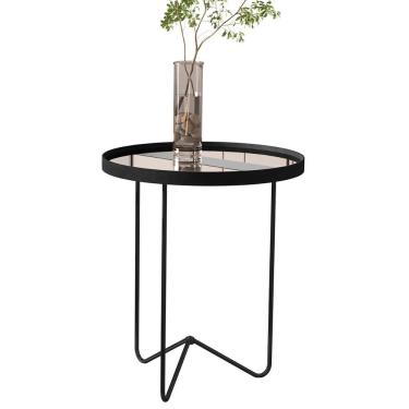 Imagem de Mesa Lateral Alamanda Sala Espelhada Com Pés Metálicos Preto-preto