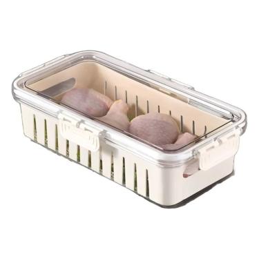 Imagem de Organizador De Alimentos Geladeira Com Tampa Pote Cesto