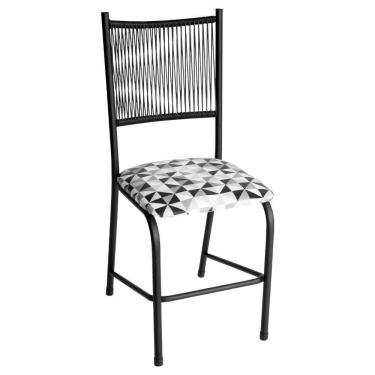 Imagem de Cadeira Lugo Em Aço E Fibra Estofada Para Cozinha Ou Jantar Preto/mesclado