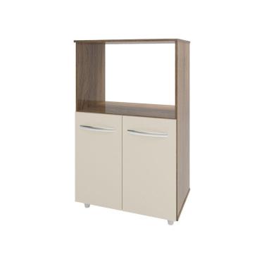 Imagem de Balcão Multiuso Armário Cozinha Para Forno Elétrico E Microondas Organizador Com 2 Portas Tayla Savana Off White