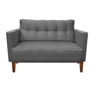 Imagem de Sofá Namoradeira 2 Lugares Livia Suede Grafite Pés Chanfrado