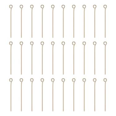 Imagem de HARFINGTON 100 pinos de cabeça de olho aberto, 3,5 cm, 35 mm, mini pinos de fio de metal, contas, pequenas agulhas a granel para brinco, pingente, colar, pulseira, berloque, joias, achados, champanhe