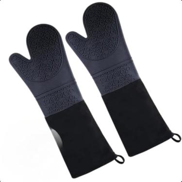 Imagem de Luva TéRmica De Silicone Para Forno E FogãO, Luva De Cozinha Segura(PRETO 2 Uni)