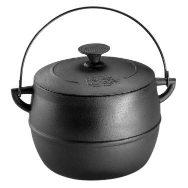 Imagem de Caldeirão Bojudo Com Tampa 20 Cm 6 L Em Ferro Fundido Panela Mineira