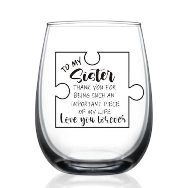 Imagem de Presente de irmãs de irmãs, Natal, presentes de aniversário para amigos, peça de quebra-cabeça única, taça de vinho irmã, uma peça tão importante da minha vida