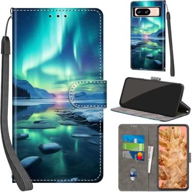 Imagem de Capa carteira para Google Pixel 8, com [3 compartimentos para cartão], fecho magnético com suporte, couro PU, capa flip protetora à prova de choque 15.7 cm 2023, Aurora