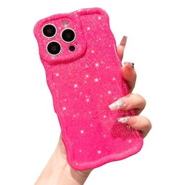 Imagem de ekoneda Capa para iPhone 16 Pro Max, capa protetora de silicone com glitter brilhante brilhante brilhante linda moldura ondulada brilhante cor sólida fina fina capa protetora de silicone para mulheres