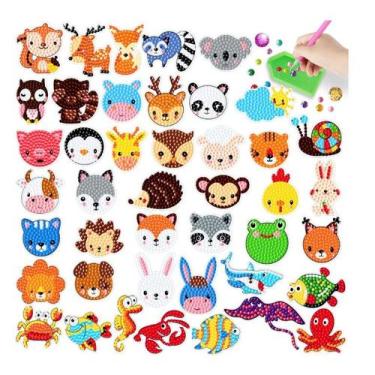 Imagem de Kit Pintura Diamante 5D Adesivos Infantil 36un DIY Criativo Artesanato
