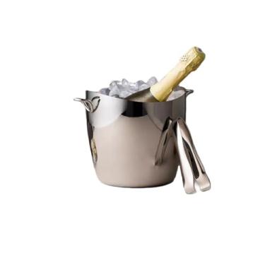 Imagem de Balde de gelo de aço inoxidável bicamada preservação do calor isolamento frio bonito KTV champanhe vinho tinto cerveja gelo bloco de gelo balde comercial (alça de anel sem suporte)