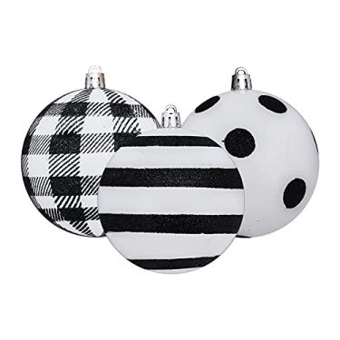 Imagem de Tuut Bola para Decoração de Natal com 3 peças Preta e Branca 8cm