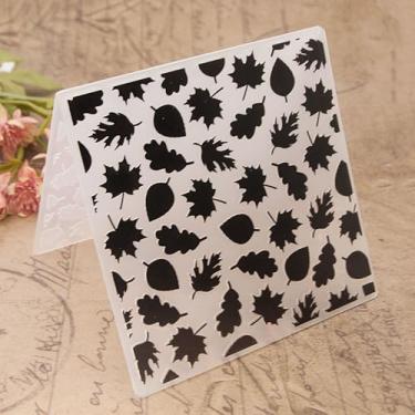 Imagem de Pasta de relevo de plástico com estampa de folhas de bordo, impressão texturizada em 3D, folhagem em relevo, modelo de pasta para fazer cartões, scrapbooking, papel, artesanato, álbuns, decoração faça