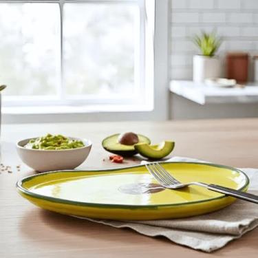 Imagem de Prato Bandeja Petisqueira Melancia Laranja Melancia Pera Morango Mamão Cerâmica (Abacate)