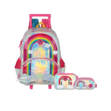 Imagem de Kit Arco Íris Mochila Rodas E Costas + Lancheira + Estojo - Up4you