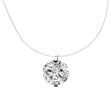 Imagem de Colar com pingente de moissanite com corrente de prata ajustável S925 de 39 cm, pingente redondo de 0,61 cm, simples e elegante com brilho de diamante
