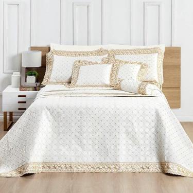 Imagem de Cobre Leito Queen Royale Percal 200 Fios Algodão 6 Peças Off White