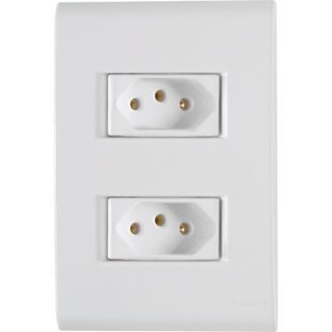 Imagem de Conjunto 4x2 Com 2 Tomadas 2p T Tramontina 10 A 250 V Liz Branco 120 Unidades