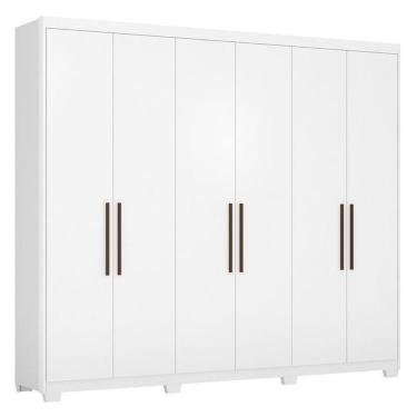 Imagem de Guarda Roupa Casal Sumatra 6 Portas Branco Com Pés - Demóbile Branco