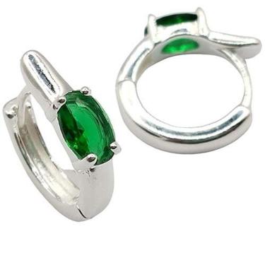 Imagem de Brinco Argola Com Ponto De Luz Oval Colorido Prata 925