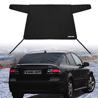 Imagem de KANCOKIT Capa de neve para janela traseira, capa de pára-brisa Oxford 600D com abas longas e ímãs protege o para-brisas traseiro da neve gelo, cobertura da janela traseira para todos os climas, sombra para neve cabe na maioria dos carros