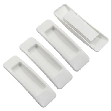 Imagem de Moicstiy Pacote com 4 puxadores autoadesivos, alça de plástico, sem broca, multifuncional para armário, armário, armário de arquivos, porta de chuveiro deslizante de vidro (branco)