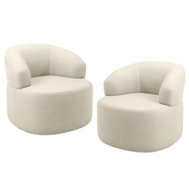 Imagem de Kit 02 Poltronas Giratória Orgânica Para Sala de Estar Living Helena L02 Facto Pérola Metalizado - Lyam Decor