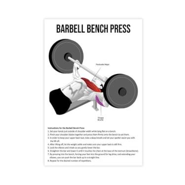 Imagem de Tabela de anatomia de supino, arte de parede de academia, citações inspiradoras, decoração, pôster, academia, treino, impressão em tela, motivacional, esportes, moderna, pintura emoldurada, arte para