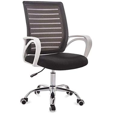 Imagem de Poltrona cadeiras de mesa, cadeira de escritório ergonômica lombar cadeira de escritório cadeira de mesa giratória, cadeira de malha de computador apoio de braço cadeira (cor: moldura branca preta)