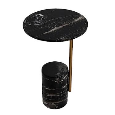 Imagem de Mesa lateral redonda de mármore natural, bandeja moderna, mesa de cabeceira, mesa de centro pequena para sofá, quarto, sala de estar, escritório