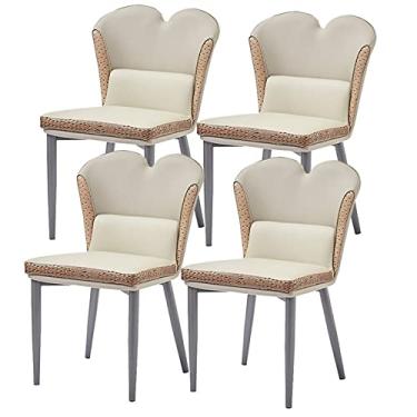 Imagem de Cadeira de jantar, cozinha, sala de jantar, móveis, cadeiras de jantar, conjunto de 4 cadeiras laterais de cozinha moderna para sala de estar com assento de almofada de couro de microfibra macia e