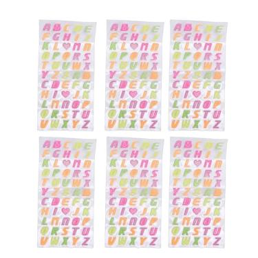 Imagem de Pssopp 6 Folhas 3d Inchado Adesivos, Autoadesivo Colorido Brilho Alfabeto Abc Adesivo para Scrapbooking Calendário Caixa de Correio Artesanato
