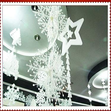 Imagem de Generic Flocos de Neve Decorativos de Natal Enfeites de Plástico PVC Branco para Artesanato para Decoração de Festival Doméstico 30 Peças para Decoração de Janela Com Pingente de árvore de Natal (#5)