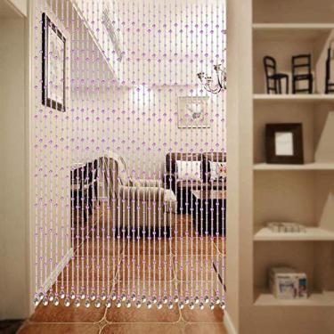 Imagem de OKUOKA Cortinas cortina de contas cortina de porta de vidro cristal decoração dividida sala de estar entrada cortina suspensa, uma variedade de estilos tamanhos personalizáveis (cor: A, tamanho: 60 x