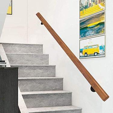 Imagem de SENNIAN Corrimãos de escada de madeira (1 pés-6 m), corrimão de escada de pinho antiderrapante, kit de barra de apoio, varão de suporte de corredor para idosos loft interno (tamanho: 90 cm)