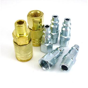 Imagem de Kit de acoplador e plugue de ar DP Dynamic Power NPT de 1/10.2 cm, acessórios de ar industrial tipo I/M, kit de acessórios de compressor de ar de 7 peças. D-07