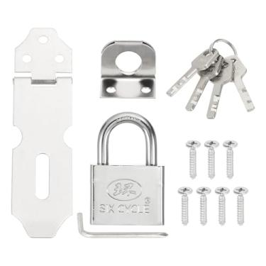 Imagem de PATIKIL 1 ferrolho de cadeado de aço inoxidável, ferrolho de trava de 10 cm, trava deslizante para porta, fecho de segurança com trava de prata única e parafusos para armário, jardim, quintal, galpão