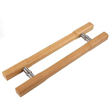 Imagem de Puxador de porta de celeiro deslizante em forma quadrada, maçaneta de barra dupla lateral moderna de madeira com acessórios, portas de pátio/porta da frente/portas de vidro de loja, maçaneta de porta