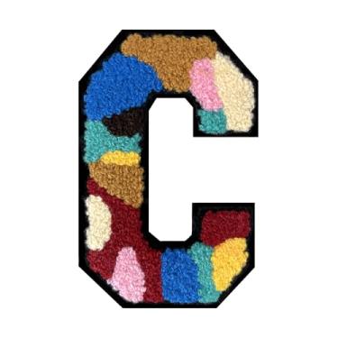 Imagem de 1 Patch de letra de chenille de ferro de camuflagem de 11,4 cm – Adesivos do alfabeto para roupas, jaquetas, mochilas, chapéus para decoração personalizada, nome personalizado e artesanato. (C)